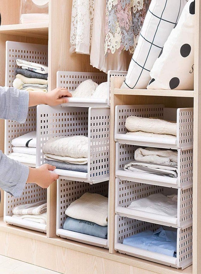 Isence - 4 Pieces Clothes Organizer for Wardrobe Cupboard Organizer for Clothes Foldable and Stackable Closet Organizer Drawer Organizer for Clothes (Pack of 4 Large) - Image 1